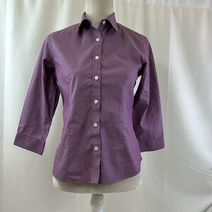 L.L. Bean Wrinkle Resistant Button Down 3/4 Sleeve Shirt Size XSMALL